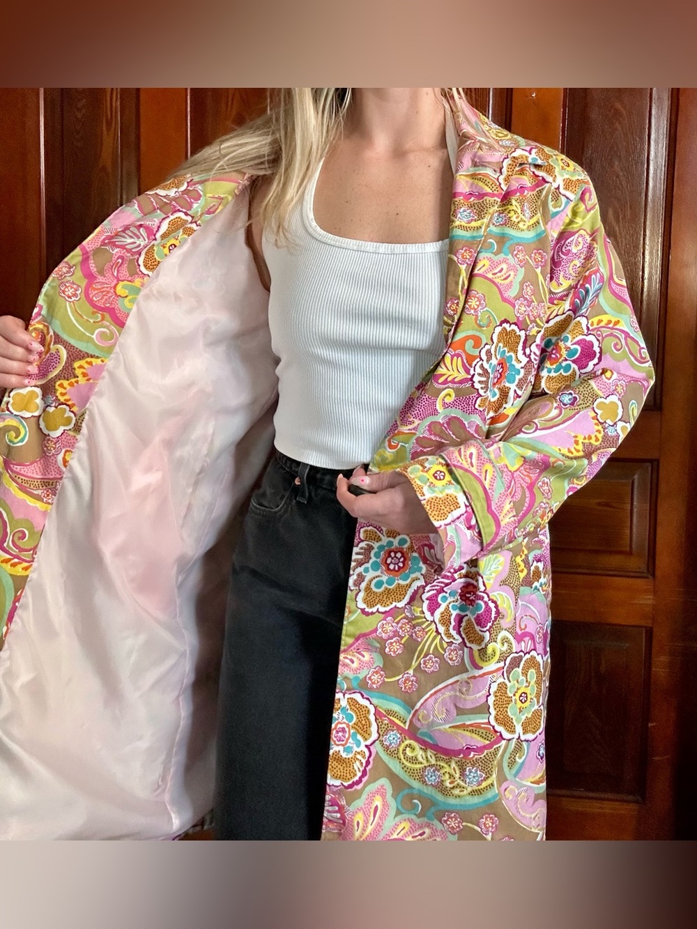 Harve Benard Pink Floral Paisley Coat - Picture 3 of 8